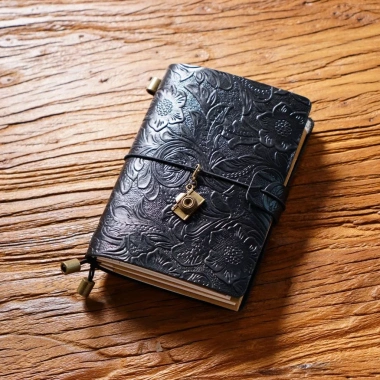 Sổ Tay Da Bò Thủ Công Khắc Hoa Văn Cổ Điển - Vintage Sang Trọng Da Mộc Craft 2