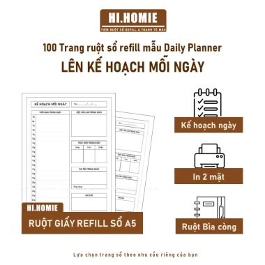 Sổ tay Daily Planner Hi Homie 100 trang giấy refill, ruột sổ còng, A5-A4-B5, 25.072 VNĐ 2