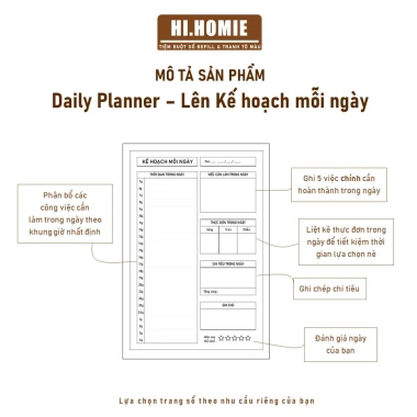 Sổ tay Daily Planner Hi Homie 100 trang giấy refill, ruột sổ còng, A5-A4-B5, 25.072 VNĐ 3