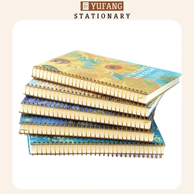 Sổ Tay Ghi Chép Lò Xo B5 Vangogh Kẻ Ngang 300 Trang Bìa Nhựa Cứng Yufang 90.000 VND