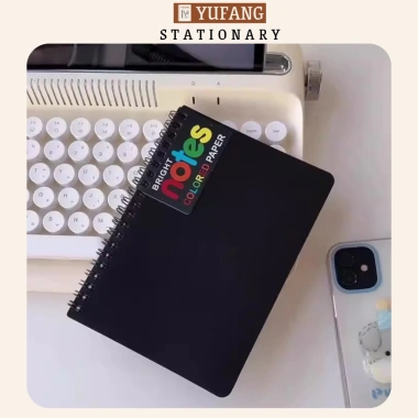 Sổ Tay Ghi Chép Lò Xo B6 Bìa Đen 100 Trang 3 Màu - Notebook Yufang Giá chỉ 25.000 VND