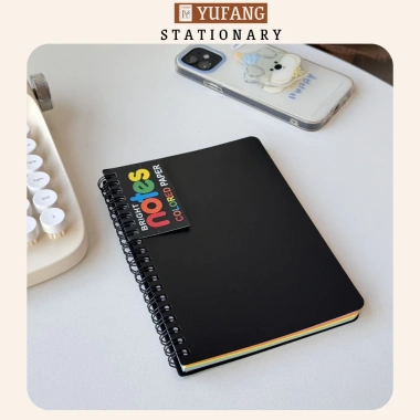 Sổ Tay Ghi Chép Lò Xo B6 Bìa Đen 100 Trang 3 Màu - Notebook Yufang Giá chỉ 25.000 VND