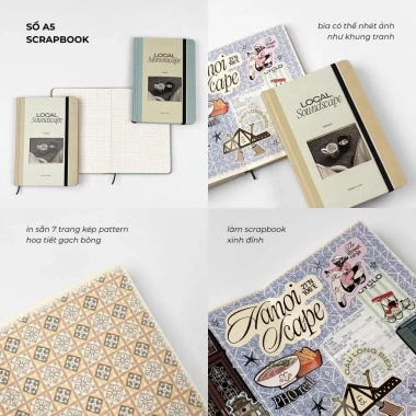 Sổ tay ghi chép nhật ký, sketchbook 190gsm A6 A5 vuông Crabit The Hanoi 39.000₫ 5