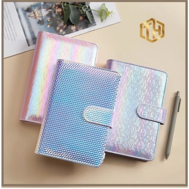 Sổ Tay Ghi Chú Lập Kế Hoạch, Đựng Tiền Bìa Da PU Lấp Lánh, 6 Còng 12 Túi Zip A6 109.000 VND