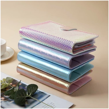 Sổ Tay Ghi Chú Lập Kế Hoạch, Đựng Tiền Bìa Da PU Lấp Lánh, 6 Còng 12 Túi Zip A6 109.000 VND