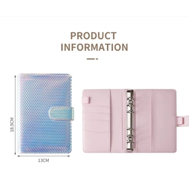 Sổ Tay Ghi Chú Lập Kế Hoạch, Đựng Tiền Bìa Da PU Lấp Lánh, 6 Còng 12 Túi Zip A6 109.000 VND
