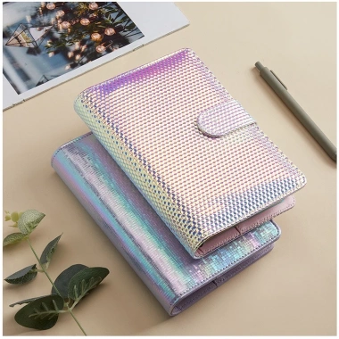 Sổ Tay Ghi Chú Lập Kế Hoạch, Đựng Tiền Bìa Da PU Lấp Lánh, 6 Còng 12 Túi Zip A6 109.000 VND