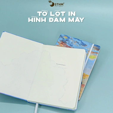 Sổ tay in tranh Cloudy STHM - Bìa cứng 160 trang, giấy kem 100gsm, tặng Postcard