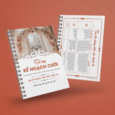 Sổ Tay Kế Hoạch Cưới - Sổ ký tên đám cưới, giá ưu đãi 120.000đ (giảm từ 145.200đ) Sổ Tay Kế Hoạch Cưới - Sổ ký tên đám cưới, giá ưu đãi 120.000đ (giảm từ 145.200đ)