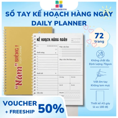Sổ Tay Kế Hoạch Mục Tiêu và Nhật Ký Hàng Ngày A5 72 Trang Bìa Mềm Giá 18.000