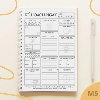 Sổ Tay Kế Hoạch Mục Tiêu và Nhật Ký Hàng Ngày A5 - Daily Planner 5 Phút, Giảm Giá 26.000₫