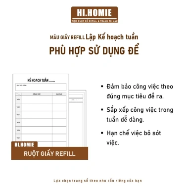 Sổ tay Kế hoạch tuần 100 trang – Weekly Planner giấy refill, ruột sổ còng, A5 A4 B5, giảm giá 4