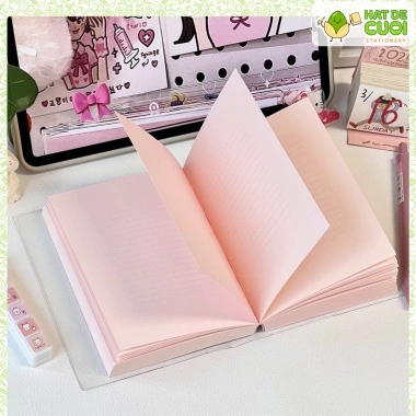 Sổ Tay Kẻ Ngang A6 Nhỏ Gọn Gáy Dán Bền S66, Bìa Hồng PU Mềm Mịn Nhật Ký 78.400₫