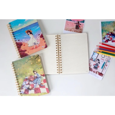 Sổ tay lò xo cô gái A5 160 trang 115GSM - Dày dặn, viết calligraphy, lưu bút, nhật ký, giảm giá 32.990đ 5