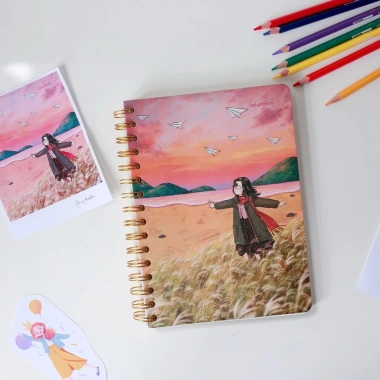 Sổ tay lò xo cô gái A5 160 trang 115GSM - Dày dặn, viết calligraphy, lưu bút, nhật ký, giảm giá 32.990đ 6