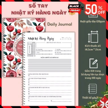 Sổ tay lò xo Nhật ký Biết Ơn Hàng Ngày - Giấy dày 120gsm, Daily Journal 45.750 VND