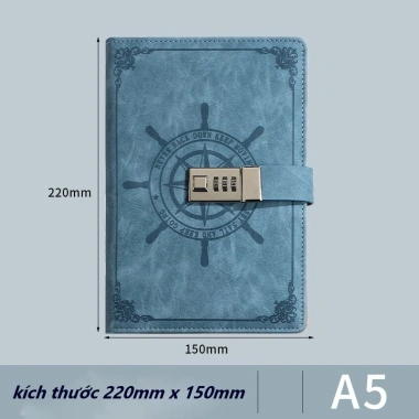 Sổ tay MẬT KHẨU vô lăng tàu da PU 200 trang, khoá bảo vệ, chống thấm nước - 160.000đ 5