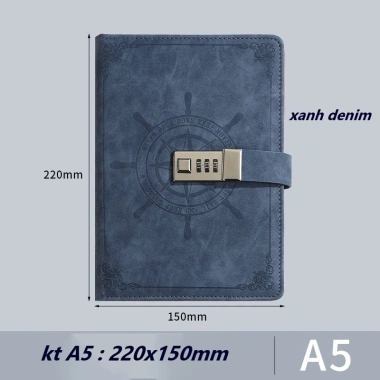 Sổ tay MẬT KHẨU vô lăng tàu da PU 200 trang, khoá bảo vệ, chống thấm nước - 160.000đ 10
