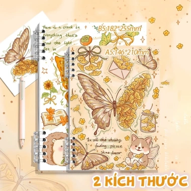 Sổ tay M.Y.Never gáy rời họa tiết bướm 120 trang dày, viết mượt không lem, bìa PP chống nước 24.000đ 2 Sổ tay M.Y.Never gáy rời họa tiết bướm 120 trang dày, viết mượt không lem, bìa PP chống nước 24.000đ 2