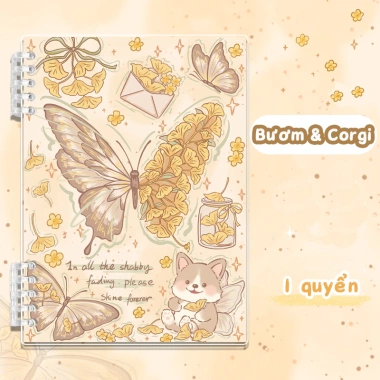 Sổ tay M.Y.Never gáy rời họa tiết bướm 120 trang dày, viết mượt không lem, bìa PP chống nước 24.000đ