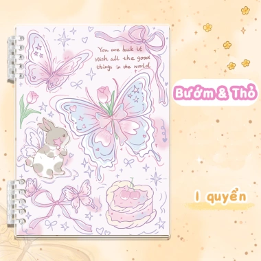 Sổ tay M.Y.Never gáy rời họa tiết bướm 120 trang dày, viết mượt không lem, bìa PP chống nước 24.000đ