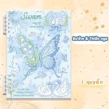 Sổ tay M.Y.Never gáy rời họa tiết bướm 120 trang dày, viết mượt không lem, bìa PP chống nước 24.000đ