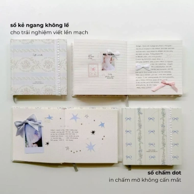 Sổ tay ruột dot grid A5 Vuông Ribbon 2 Crabit Reverie Diary - giảm còn 39.000₫