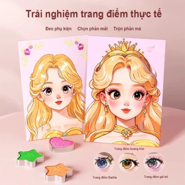 Sổ Tay Trang Điểm Công Chúa Bé - Quai Xách Thời Trang, Kèm Tranh Tô Vẽ Cắt Dán, Giá ưu đãi 146k