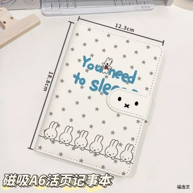 Sổ tay từ tính Miffy A6 da PU Kawaii – nhật ký học sinh, sách lịch trình, tạp chí nạp lại thỏ dễ thương | Giá ưu đãi 227k