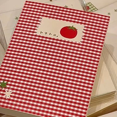 Sổ tay vintage ca rô cà chua, bìa cứng, ruột dày, ghi chép học sinh - 37.120 VND