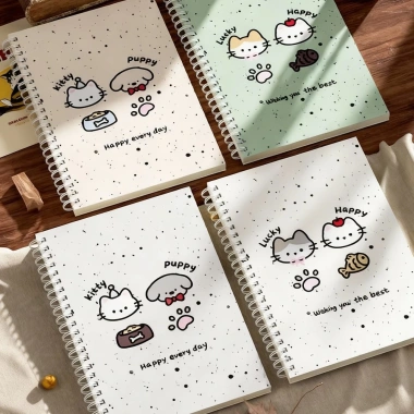 Sổ tay xoắn ốc 120 trang giấy dày, họa tiết động vật dễ thương, bìa PP chống nước - Giá 28.000 VND 2