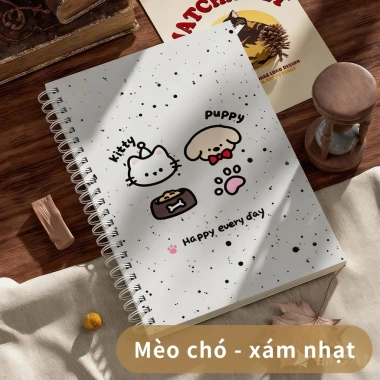 Sổ tay xoắn ốc 120 trang giấy dày, họa tiết động vật dễ thương, bìa PP chống nước - Giá 28.000 VND 5