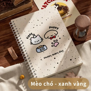 Sổ tay xoắn ốc 120 trang giấy dày, họa tiết động vật dễ thương, bìa PP chống nước - Giá 28.000 VND 8