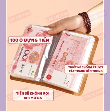 Sổ Tiết Kiệm 100 Ngăn có Khóa Cài - Bìa Da Chống Nước, Nâng Cấp, Tiết Kiệm Tiền Theo Mục Tiêu - Giá 33.600đ 8