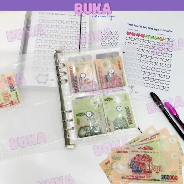 Sổ tiết kiệm 100 ngày Buka A5 bìa còng nhựa - Lên kế hoạch hiệu quả, giá 62.900₫ 4