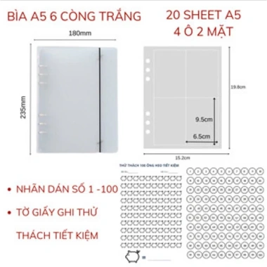 Sổ tiết kiệm 100 ngày Buka A5 bìa còng nhựa - Lên kế hoạch hiệu quả, giá 62.900₫ 10