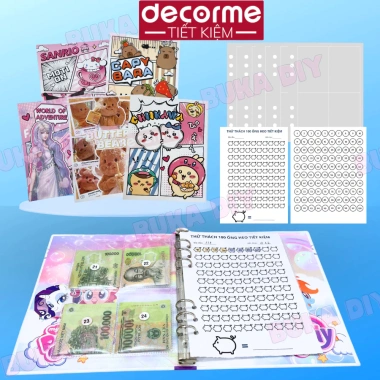 Sổ tiết kiệm 100 ngày DecorMe A5 - Hoạt hình lên kế hoạch tiết kiệm, giá 62.900đ 3