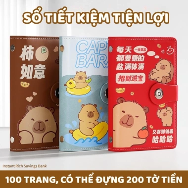 Sổ Tiết Kiệm Capybara Khóa Mật Mã Da PU 100 Tờ - Quản Lý Chi Tiêu An Toàn, Giá 47.500₫