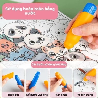 Sổ tô màu nước ma thuật cho bé - Tiệm Nhà Mía, kèm sticker, rèn luyện tư duy, chỉ 69.900đ