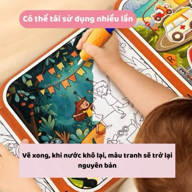 Sổ tô màu nước ma thuật cho bé - Tiệm Nhà Mía, kèm sticker, rèn luyện tư duy, chỉ 69.900đ
