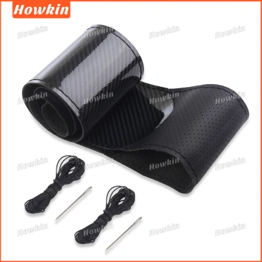 Sợi Carbon Bọc Vô Lăng Ô Tô 36-38CM DIY Khâu Tay Da PU Bảo Vệ Bện Bao