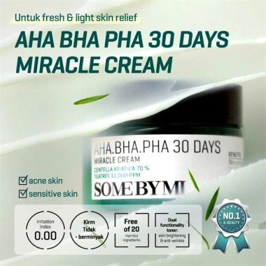 SOME BY MI AHA BHA PHA 30 Days Miracle Dưỡng ẩm 60g, Toner 100ml, Sữa rửa mặt Acne Clear 10ml Giảm giá 204.000 VND 3 SOME BY MI AHA BHA PHA 30 Days Miracle Dưỡng ẩm 60g, Toner 100ml, Sữa rửa mặt Acne Clear 10ml Giảm giá 204.000 VND 3