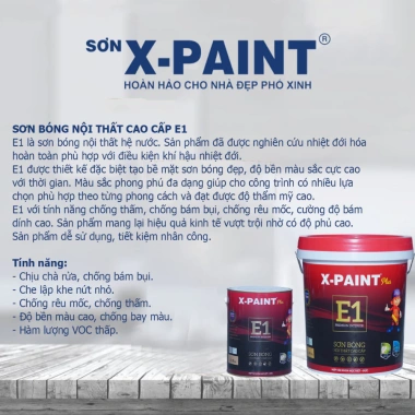 Sơn Bóng Nội Thất Cao Cấp X-Paint Plus - Chống Thấm, Bám Bụi, Rêu Mốc, Giá Ưu Đãi 279.840₫ 3 Sơn Bóng Nội Thất Cao Cấp X-Paint Plus - Chống Thấm, Bám Bụi, Rêu Mốc, Giá Ưu Đãi 279.840₫ 3