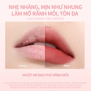 Son Bùn Mooekiss Lì Mềm Mịn Như Nhung Giảm Thâm Môi Sáng Da Tone Vàng 3g