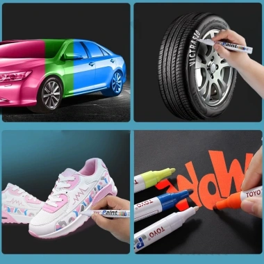 Sơn Bút Lốp Graffiti Hub Trắng Đen - Chống thấm, Dầu không phai, Dùng cho công trường, Bút đánh dấu 6