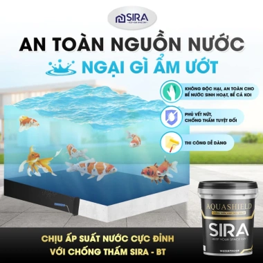Sơn chống thấm bể cá 1KG SIRA BT - Chống rỉ tôn, xi măng, koi, giá 169.000 VND 5