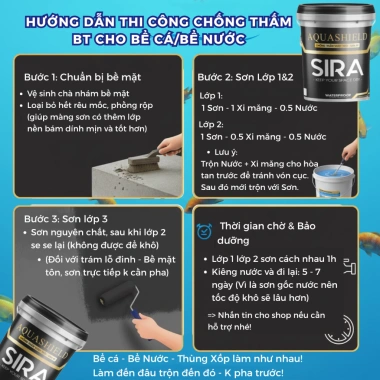 Sơn chống thấm bể cá 1KG SIRA BT - Chống rỉ tôn, xi măng, koi, giá 169.000 VND 9