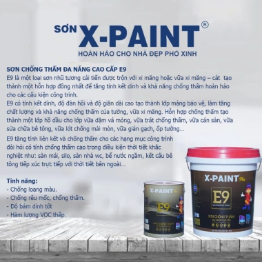 Sơn Chống Thấm Pha Xi Măng X-Paint E9 – Chống thấm tường, nền gạch, nhà vệ sinh, cửa sổ 3