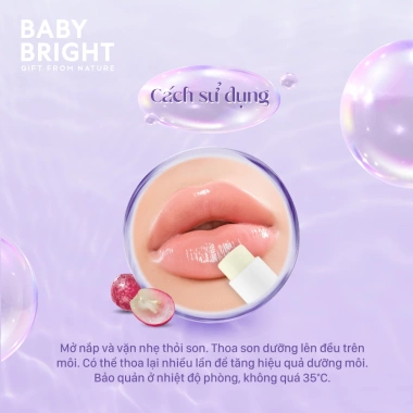 Son Dưỡng BABY BRIGHT HYA GLOW Lip Balm 2.6g – Môi mềm mại, mịn màng, chỉ 49.000₫ 7