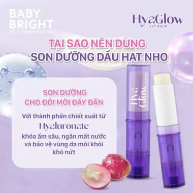 Son Dưỡng BABY BRIGHT HYA GLOW Lip Balm 2.6g – Môi mềm mại, mịn màng, chỉ 49.000₫ 8